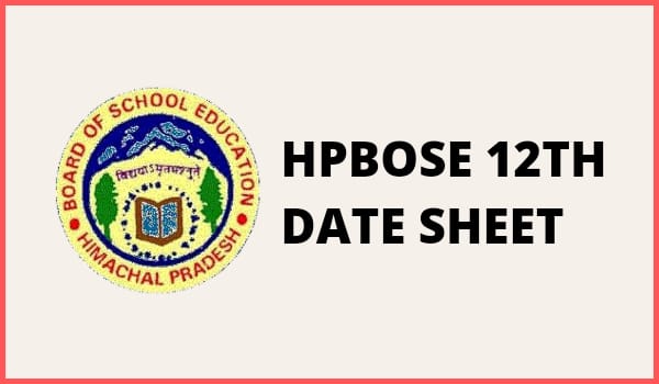 HPBOSE 12th Date sheet