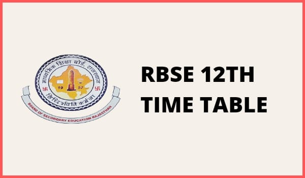 RBSE 12th Time Table