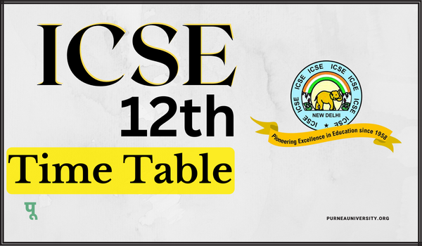 ICSE 12th Time Table