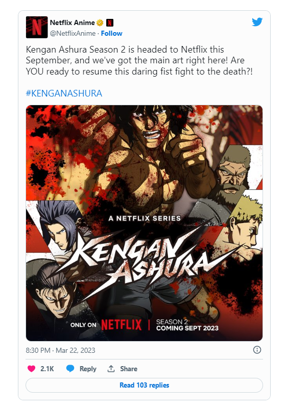 Kengan Ashura Season 2 Release Tweet